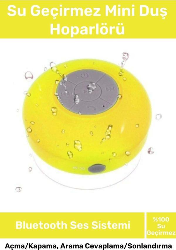 Deluxe Serisi Vantuzlu Su Geçirmez Şarjlı Mini Bluetooth Özellikli Beyaz Duş Kamp Sahil Hoparlörü - Image 1
