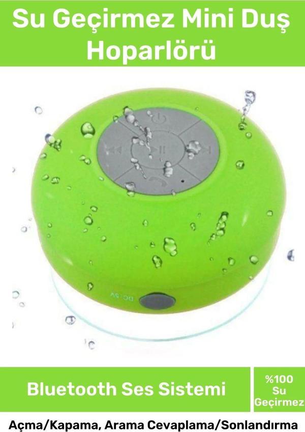 Deluxe Serisi Vantuzlu Su Geçirmez Şarjlı Mini Bluetooth Özellikli Beyaz Duş Kamp Sahil Hoparlörü - Image 1