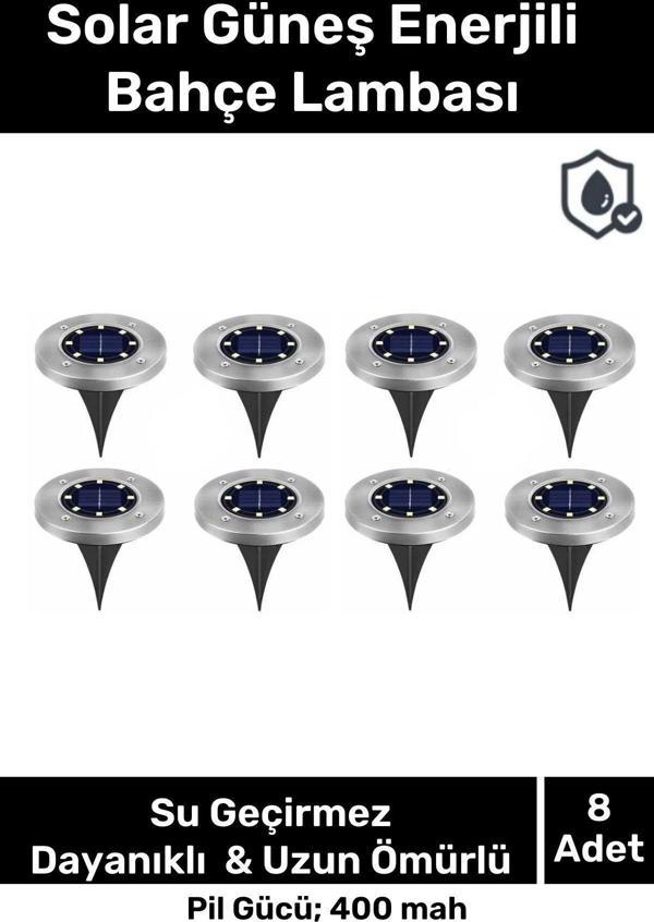 Özel Su Geçirmez Dayanıklı 8 Ledli Solar Güneş Enerjili Işık Bahçe Dekor Aydınlatma Lambası - 8 Adet - Image 1
