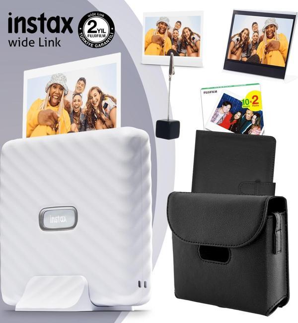 Instax Wide Link Beyaz Yazıcı 20li Film Deri Kılıf Albüm Pleksi Çerçeve ve Kıskaçlı Stand - Image 1