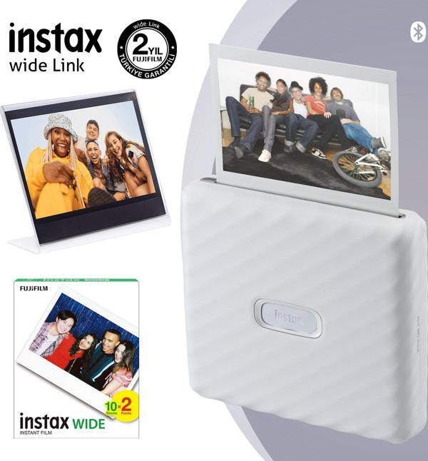 Instax Wide Link Beyaz Yazıcı 20li Film ve Pleksi Çerçeve - Image 1