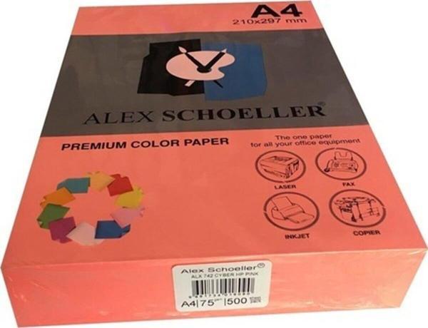 Alex Schoeller Renkli Fotokopi Kağıdı A4 75 GR Fosforlu Pembe (500 Lü Paket) - Image 1