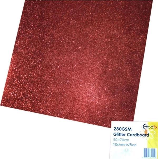 Bafix Simli Karton 50x70 CM Kırmızı Simli Karton (10 Lu Paket) - Image 1