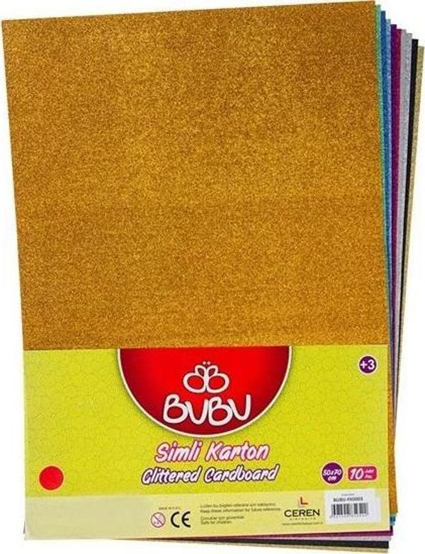 Bu-Bu Karton Simli 50x70 CM 10 Lu Karışık Renk Simli Karton - Image 1