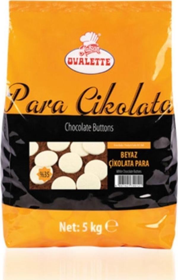 Katsan Ovalette Ovalette Beyaz Para Çikolata 5 Kg - Image 1
