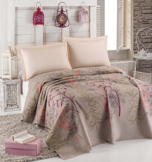 Doğal Pike Baskılı King 240x230cm Urla Bej - Image 1