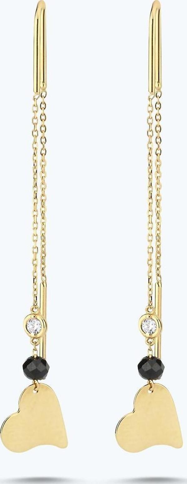 Pırlanta Spinel Taşlı Kalp Küpe - Image 1