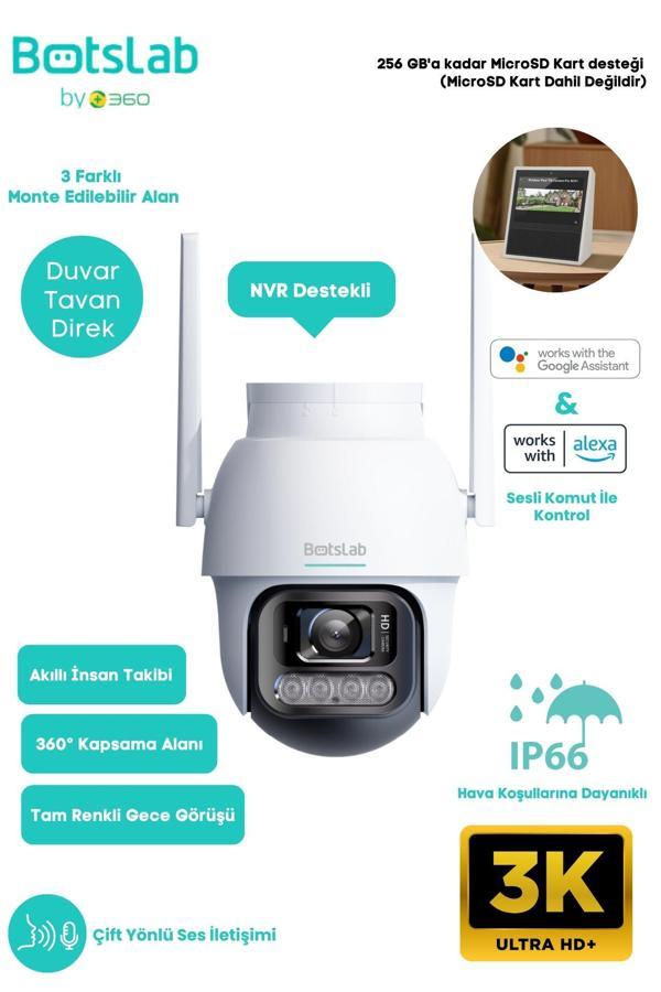 Botslab Smart W311 Outdoor Kamera 3K / Çift Yönlü Ses / 360°/ Akıllı İnsan Takibi - Image 1