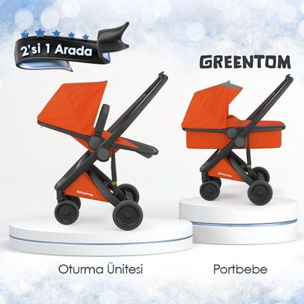 Greentom 2'Si 1 Arada Set - Bebek Arabası - Turuncu - Image 1