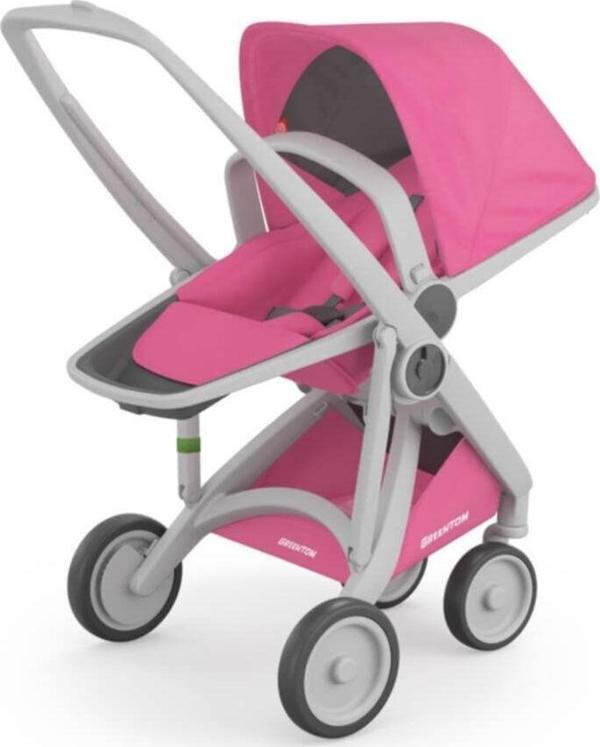 Greenton Reversible Çift Yönlü Bebek Arabası Gri Kasa Pembe - Image 1