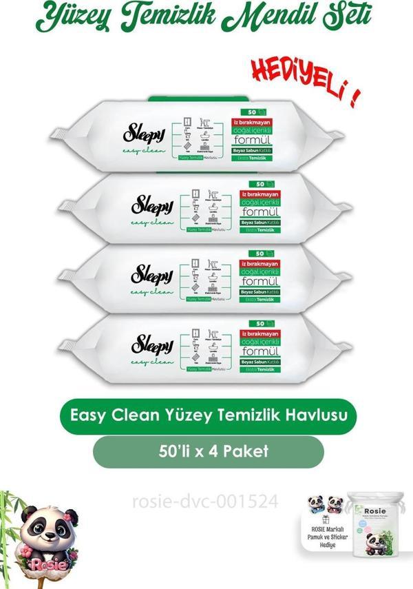 Sleepy 4 Adet Easy Clean Yüzey Temizlik Havlusu 50' li ve ROSIE  - Image 1