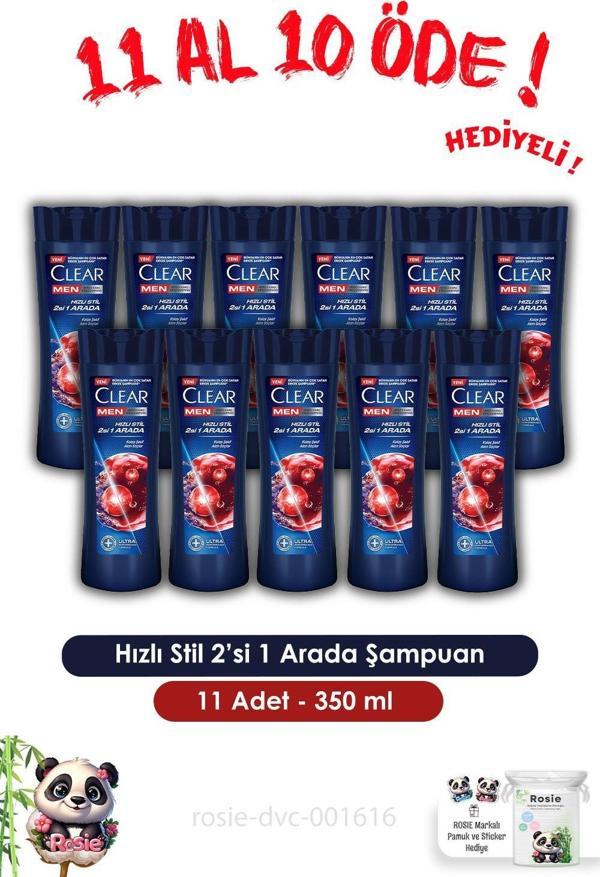 Clear Men 11 AL 10 ÖDE Hızlı Stil 2'si 1 Arada Şampuan 350 ml ve ROSIE - Image 1
