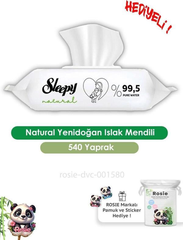 Sleepy 6'lı Natural Yenidoğan Islak Mendili 90 Adet ve ROSIE  - Image 1