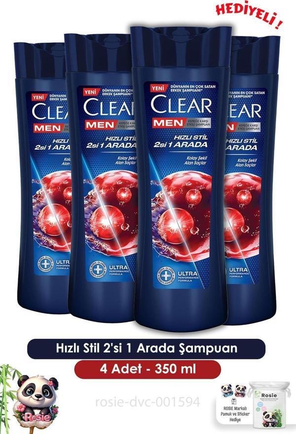 Clear Men 4'lü Hızlı Stil 2'si 1 Arada Şampuan 350 ml  ve ROSIE  - Image 1