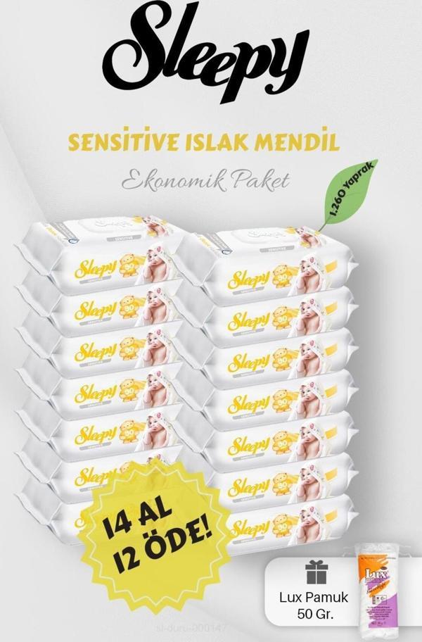 Sensitive 90' lı Islak Mendil 14 AL 12 Öde Hediyeli - Image 1