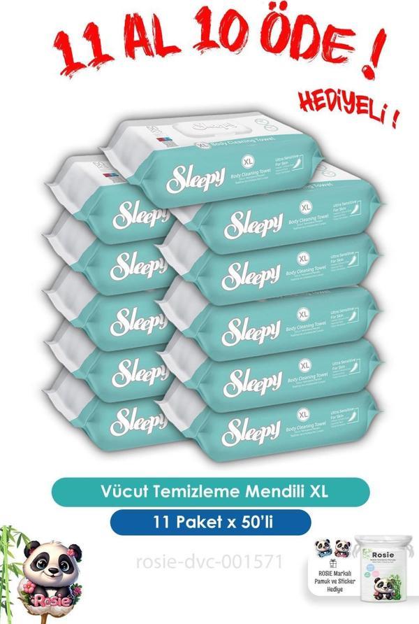 Sleepy 11 AL 10 ÖDE Vücut Temizleme Mendili Xl 50"li ve ROSIE - Image 1