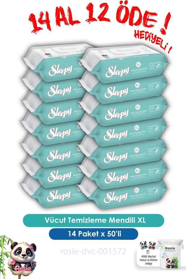 Sleepy 14 AL 12 ÖDE Vücut Temizleme Mendili Xl 50"li ve ROSIE - Image 1
