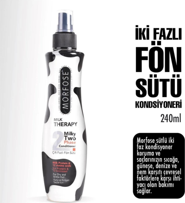Morfose Milk Therapy Çift Fazlı Fön Sütü 220 ml 2 ADET Saç Maskesi Hediyeli - Image 1