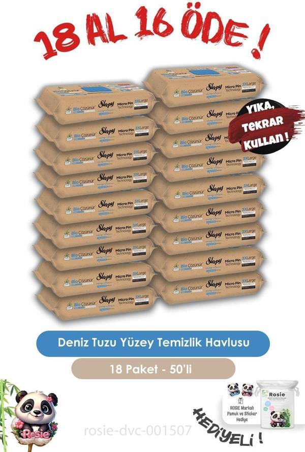 Sleepy 18 AL 16 ÖDE Bio Çözünür Yüzey Temizlik Havlusu Deniz Tuzu 50'li ve ROSIE - Image 1