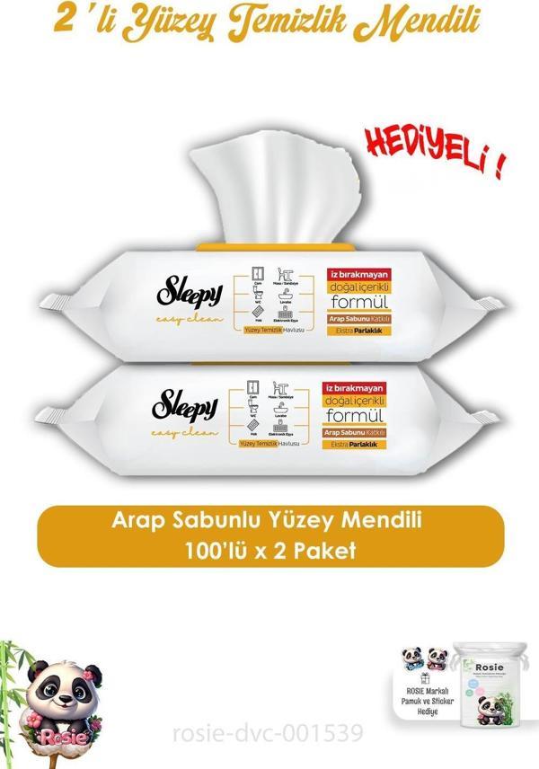 Sleepy 2 Adet Arap Sabunlu Yüzey Temizlik Havlusu 100' lü ve ROSIE  - Image 1