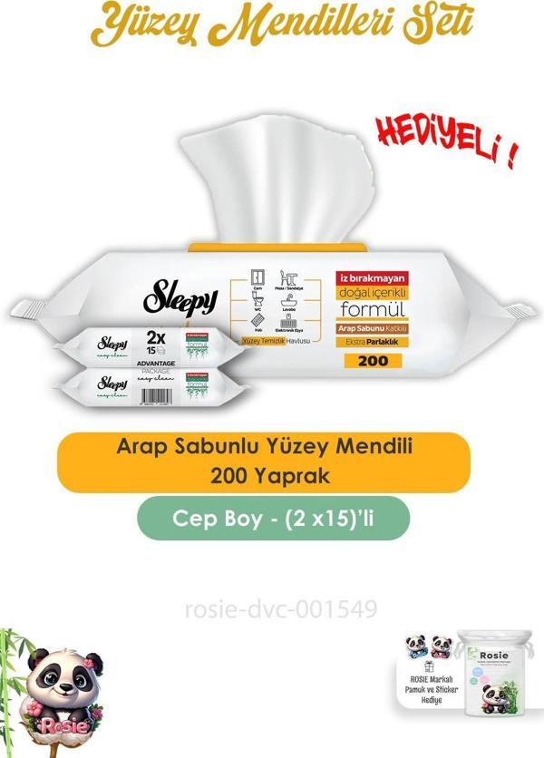 Sleepy 2 Adet Arap Sabunlu Yüzey Temizlik Havlusu 100' lü, Easy Clean 2x15 ve ROSIE - Image 1