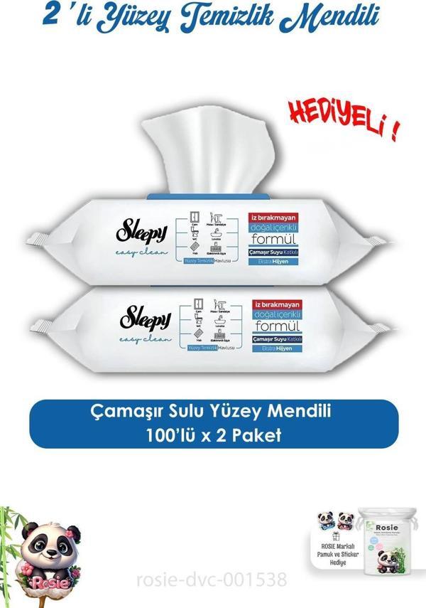 Sleepy 2 Adet Çamaşır Sulu Yüzey Temizlik Havlusu 100' lü ve ROSIE  - Image 1