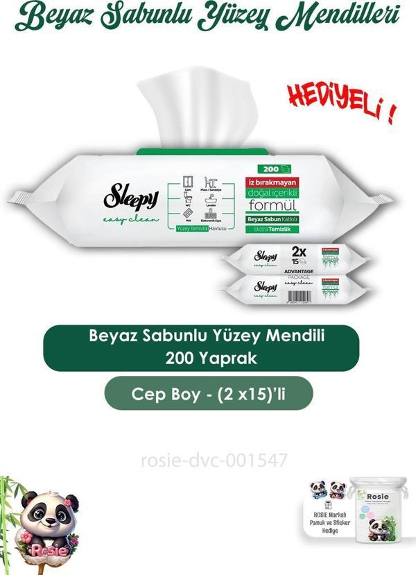 Sleepy 2 Adet Easy Clean Yüzey Temizlik Havlusu 100' lü, Easy Clean 2x15 ve ROSIE - Image 1