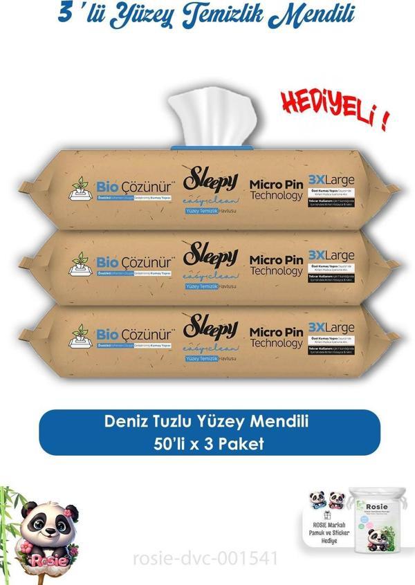Sleepy 3 Adet Deniz Tuzu Yüzey Temizlik Havlusu 50'li ve ROSIE  - Image 1