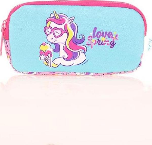 Kaukko Kids 3 Bölmeli Kalem Çantası Cube Unicorn L8158 - Image 1