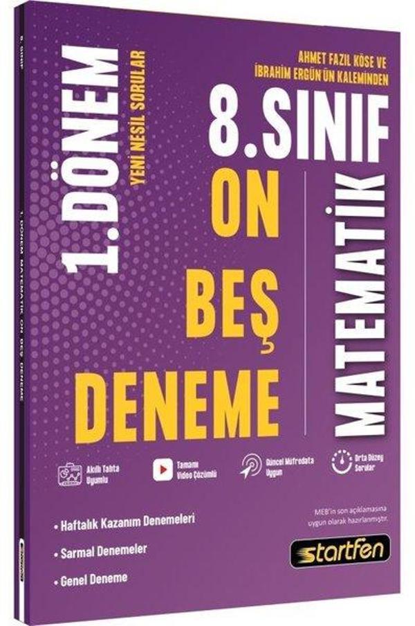 8. Sınıf 1. Dönem 15'Li Matematik Denemesi - Startfen Yayınları - Image 1
