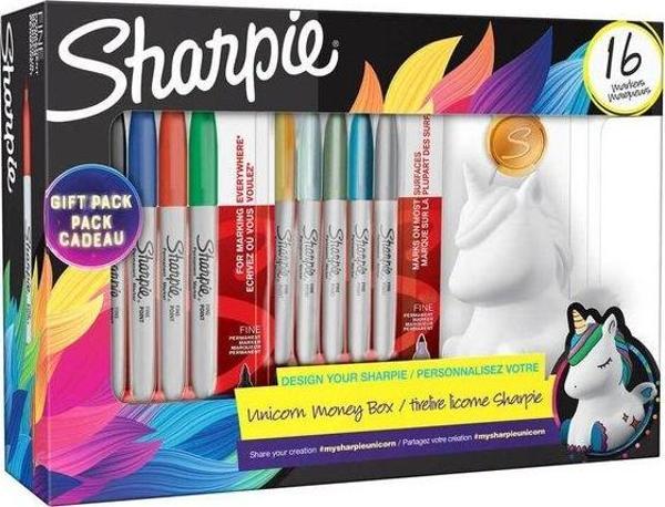 Sharpie Fine Markör Kumbara Hediyeli 16lı Set Tek Boynuz - Image 1