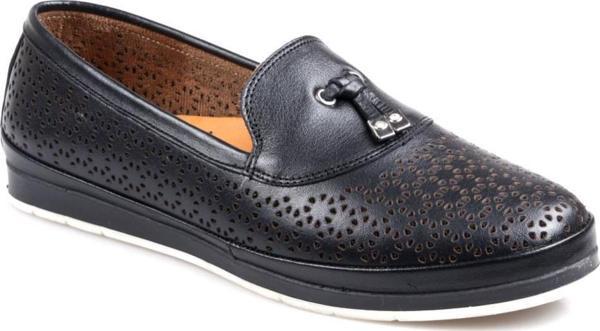 Scavia Ortapedik Comfort Siyah Hakiki Deri Bayan Ayakkabı - Image 1