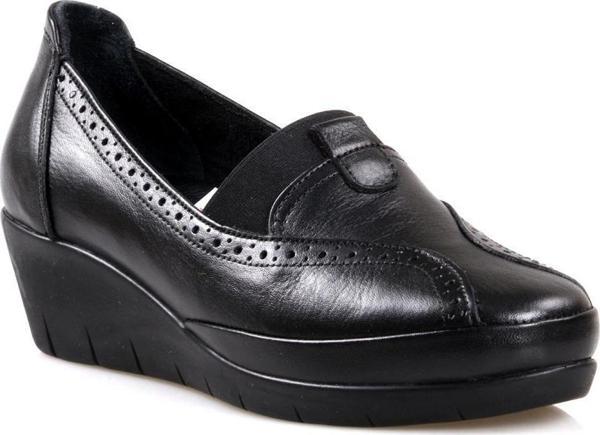 Scavia Ortapedik Comfort Siyah Deri Bayan Ayakkabı - Image 1