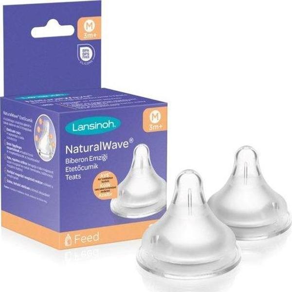 Lansinoh Natural Wave Silikon Biberon Emziği 2Li Orta Akış - Image 1