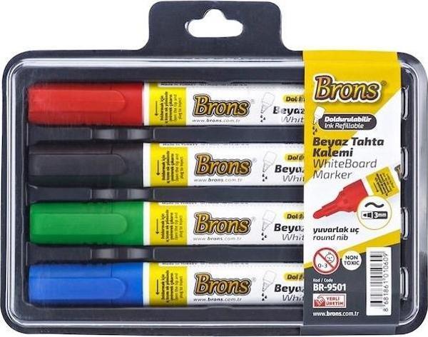 Brons BEYAZ TAHTA KALEMİ DOLDURULABİLİR 4 LÜ SET BR-9501 - Image 1