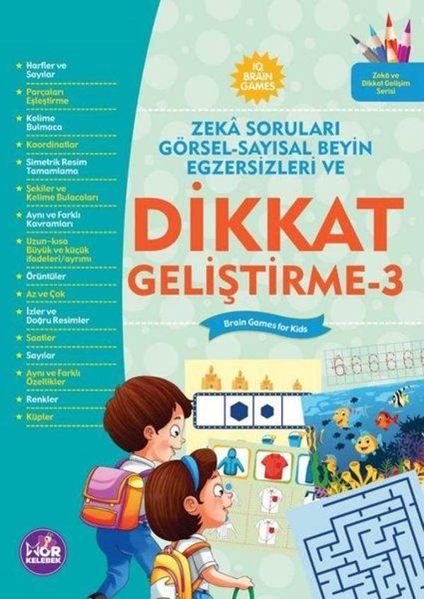 Dikkat Geliştirme 3 - Zeka Soruları Görsel - Sayısal Beyin Egzersizleri Ve - Mor Kelebek - Image 1