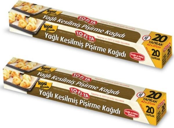 Tofita Hazır Kesilmiş Yağlı Pişirme Kağıdı (20'Li) 2 Paket - 40 Yaprak 42X37 Cm - Image 1