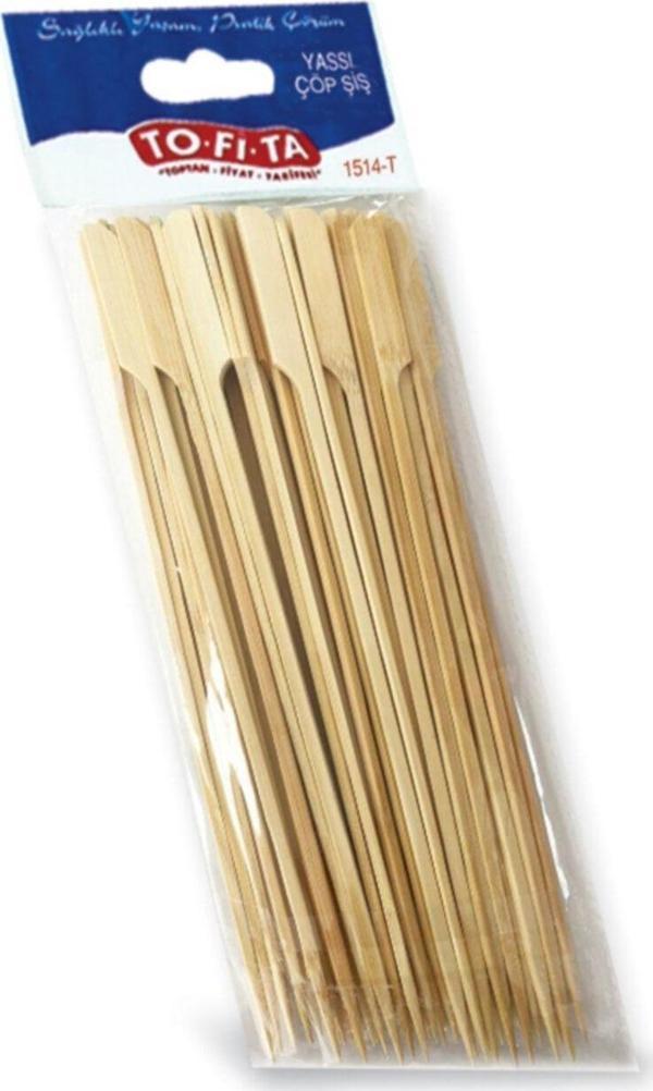 Tofita Yassı Çöp Şiş 25 Cm 50'Li - %100 Bambu - Image 1