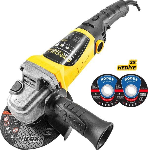 Anadolu Strong DM803 Devir Ayarlı Spral Taşlama Makinesı Avuç İçi Taşlama 115 mm 2 Adet Disk Hediye - Image 1