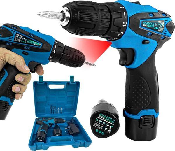 AnadoluStrong ANS1038M 12V Çift Akülü Şarjlı Matkap Li-ion Bataryalı - Image 1