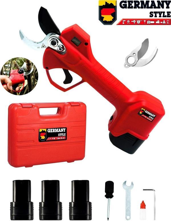 Germany Style 3 Akülü 16.8  V 2.6 Ah Dal Budama Makası 32 Mm Yedek Bıçak Hediyeli  - Image 1