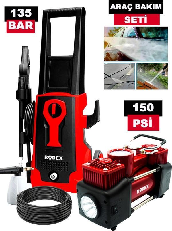 Germany Style RDX 135 Bar Yüksek Basınçlı Araç Yıkama + 150 Psi Çift Pistonlu Kompresör Lastik Şişir - Image 1