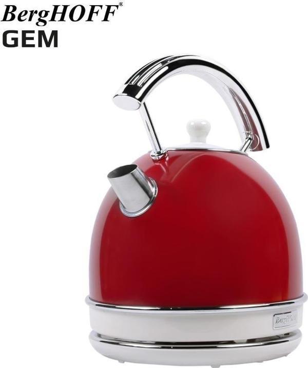 Berghoff 7950020 Gem Retro 1.7L 2200 WT Yuvarlak Su Isıtıcısı - Kırmızı - Image 1