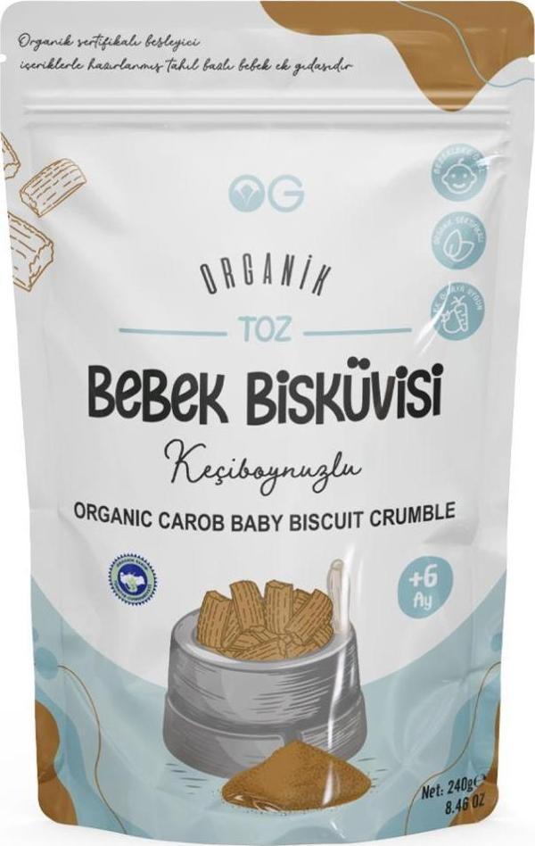 OG Natural Organik Keçiboynuzlu Toz Bebek Bisküvisi 240 Gr +6 Ay - Image 1