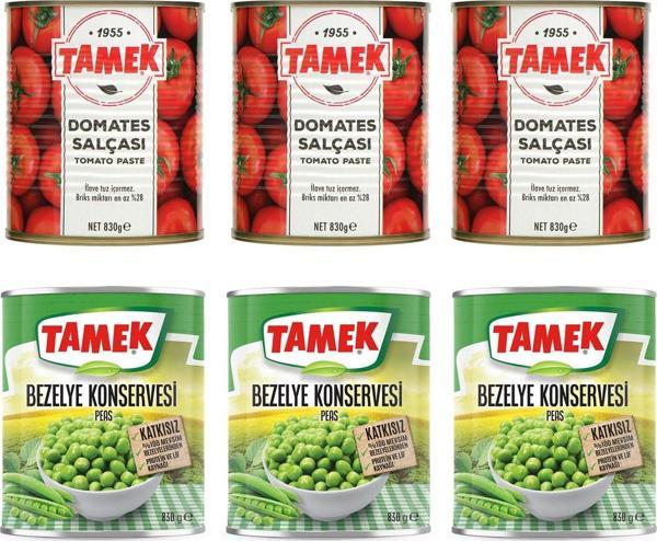 Tamek Domates Salçası 830 gr + Bezelye 830 gr 6 li Set  - Image 1