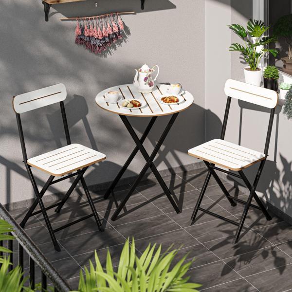 Eportatif Masa Sandalye Bahçe Bistro Takım Yuvarlak Beyaz 1482 - Image 1