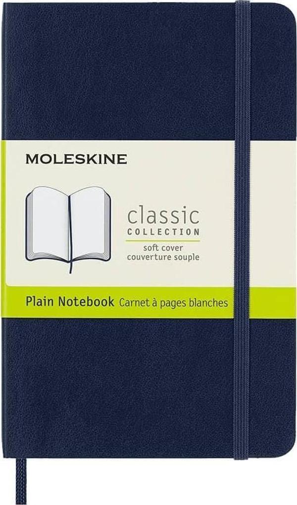 Moleskine Yumuşak Kapak Çizgisiz Defter Cep Boy 9x14 cm 192 Sayfa Safir Mavi - Image 1