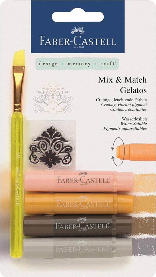 Faber Castell Gelato Suyla ve Susuz Kullanılabilen Stick Mum Boya Poster Boyama Kalemi ve Fırçası DOĞAL RENKLER - Image 1