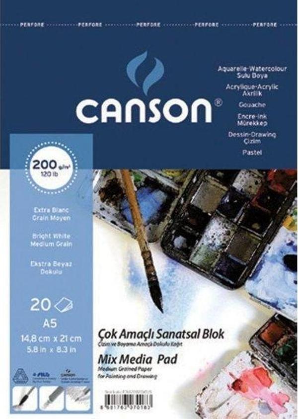 Canson 1557 Fineface A5 Üstten Spiralli Çok Amaçlı Resim Blok - Image 1