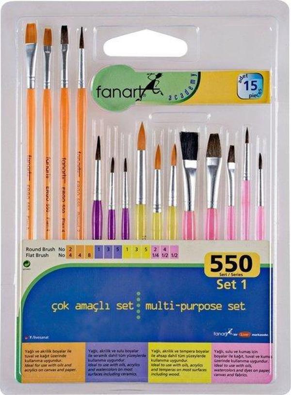 Fanart Academy 550 Seri Fırça Seti 1 15li - Image 1